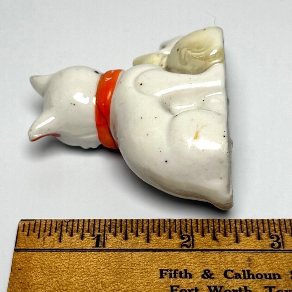 Vintage Occupied Japan Ceramic Cat Family Figurine Mother Kittens Red Bows *READ - Picture 7 of 7